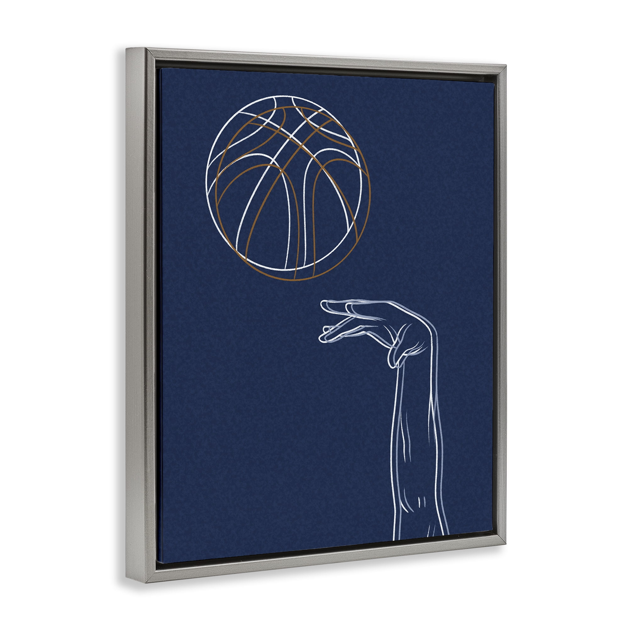 Stupell Industries Basketball Lines Contour Gray Framed Floater Canvas Wall Art, design by Marcus Prime