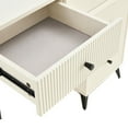 thumbnail image 6 of Fluted Makeup Vanity Desk with Round LED Mirror and Lights with stools - White, 6 of 7