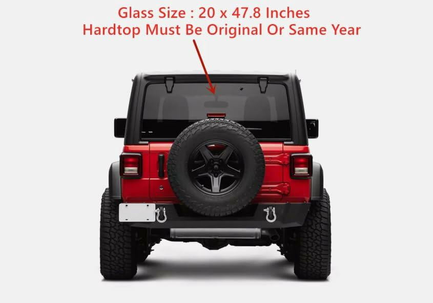 Heated Back Tailgate Window Back Glass Compatible with Jeep Wrangler 2011-2017/Jeep Wrangler JK 2018 Models