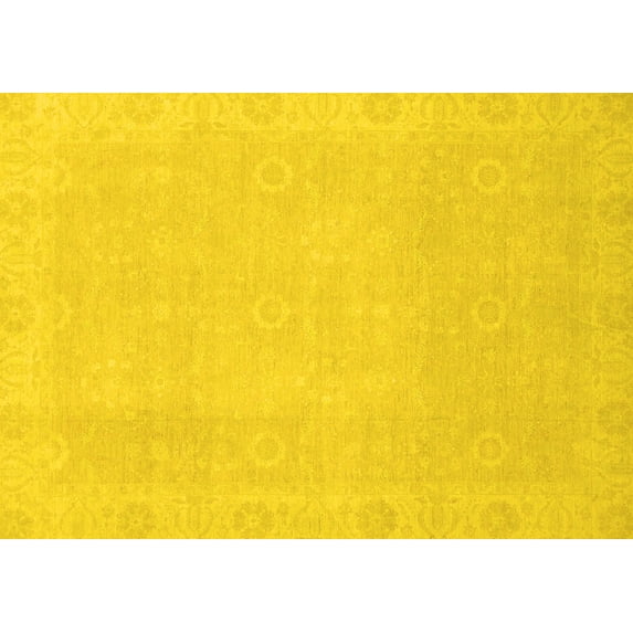Ahgly Company Machine Washable Indoor Rectangle Abstract Yellow Modern Area Rugs, 2' x 3'