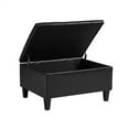 thumbnail image 5 of Storage Ottoman, Lift Top Bed Bench Oversize Cocktail Footrest Stool in Upholstered Faux Leather, Large Square Coffee Table for Living Room Bedroom, 33.86"L x 26"W x 18.1"H, Black, 5 of 7