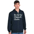 thumbnail image 5 of Body By Chips Guacamole Funny Saying Zip Up Hoodie Men's Women's Brisco Brands M, 5 of 6