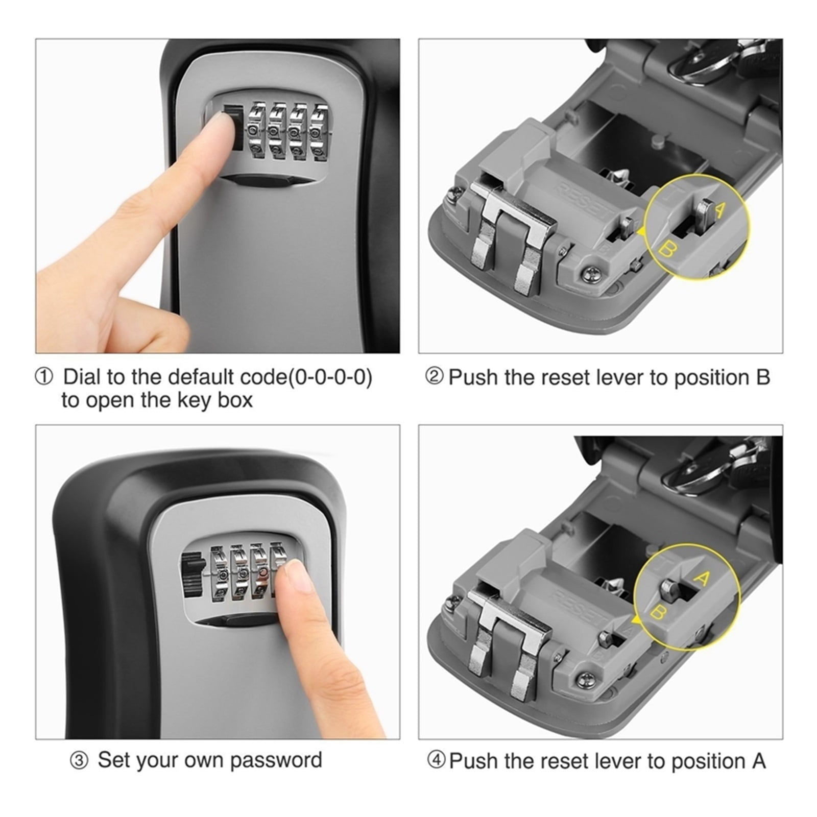 Password Key Storage Lock Box ,Safe Waterproof 4 Digits Combination Walling Installation Keybox For Home Outdoor ,Prevent Theft