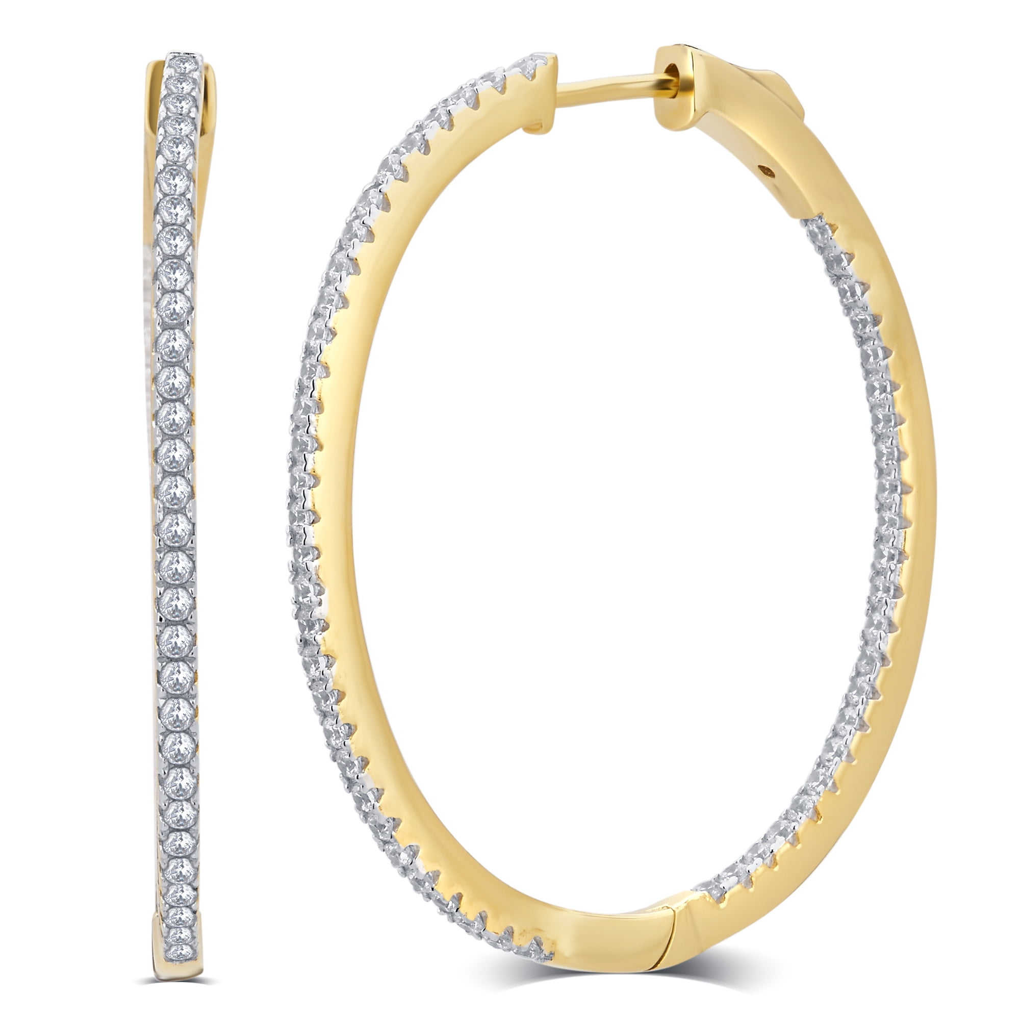 DiamondMuse - 0.50 Cttw Cz Hoop Earrings in Brass, Gold over Brass - BE36966W45