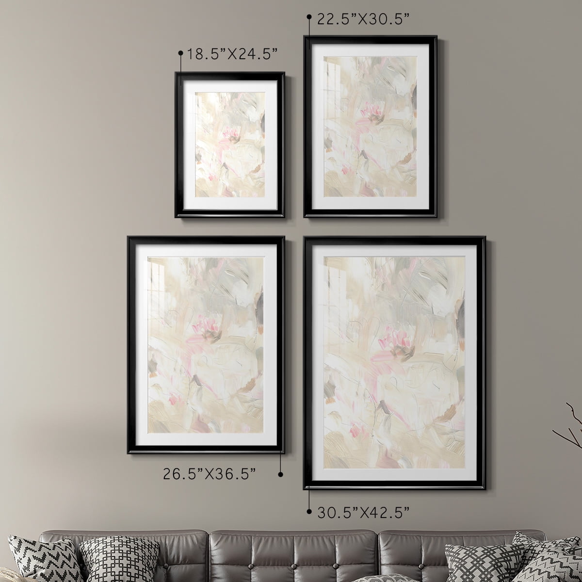 Wexford Home Soft Abstraction I Premium Framed Print, 22.5" x 30.5" - Ready to Hang, Black (Set of 2)