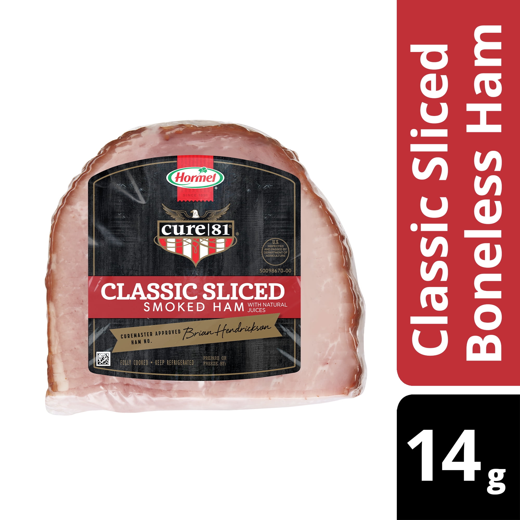 HORMEL CURE 81 Classic Boneless Sliced Quarter Ham, Pork Ham, 1.53.0 lbs