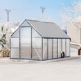 thumbnail image 3 of Aluminum-Framed Heavy Duty Polycarbonate, UV Protection & Roof Vent,Garden Greenhouse with Gutter System,Lockable Door, Wind/Snow Resistance for Vegetables,Plants,Quick Setup Design, 3 of 8