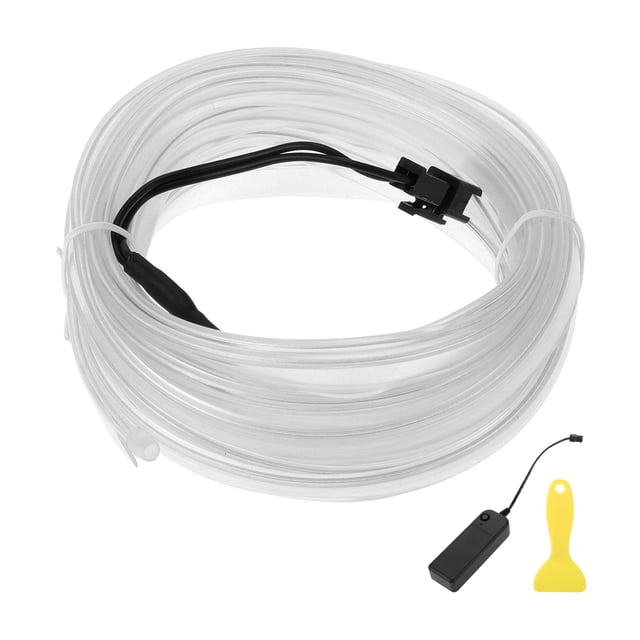 Cuerda de luz LED EL de 5m Unique Bargains Cable de luz de neón flexible para decoración de interiores de automóviles Caja de batería (3V) Azul Hielo