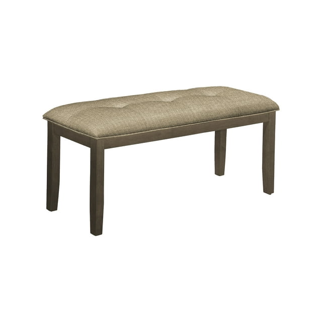 Monarch Specialties - Bench, 44" Rectangular, Dining Room, Entryway, Kitchen, Hallway, Upholstered, Wood, Brown Fabric, Grey Solid Wood, Transitional