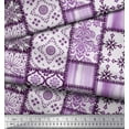 thumbnail image 3 of Soimoi Velvet Fabric Paisley,Mandala & Quatrefoil Patchwork Print Sewing Fabric Yard 58 Inch Wide, 3 of 3