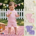 thumbnail image 3 of Girls Summer Floral Embroidery Short Sleeve Top and Solid Shorts Two Piece Casual Play Outfit Set, 3 of 3