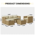 thumbnail image 4 of UDPATIO 7-Piece Patio Furniture Set,Outdoor Patio Furniture Set All-Weather Rattan Wicker Patio Conversation Set with Ottoman, Single Chair, Cushions & Glass Table for Garden & Backyard, Cream White, 4 of 8