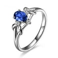 thumbnail image 1 of 1.50 Carat Unique 8x6mm Oval Shape Blue Sapphire And Engagement Ring in 10k White Gold, 1 of 5