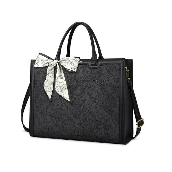 Bolsa De Cuero Para Laptop Mujer Color Negro