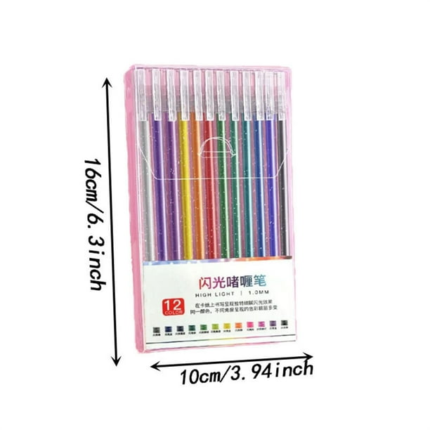Juego de bolígrafos de gel con purpurina para oficina y papelería, colores con purpurina, para colorear libros, dibujar, suministros de arte, bolígrafo flash de 5 ml