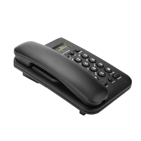 Home Hotel Wired Desktop Wall Phone Office Landline Telephone, Black (Model: KX-T076)