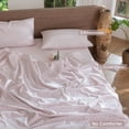 thumbnail image 6 of MooMee Striped Duvet Cover Set Oversized King 100% Washed Cotton Linen Like Textured Breathable 3-Piece (Greyish Pink& White Classic Stripes, 120"x98"), 6 of 8