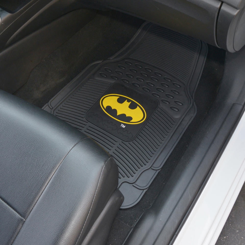 BDK Classic Batman Superhero Car Floor Mats, Officially Licensed Warner Bros DC Comics, All Weather Interior Auto Protection, Heavy Duty Rubber Liners for Car Truck Van SUV