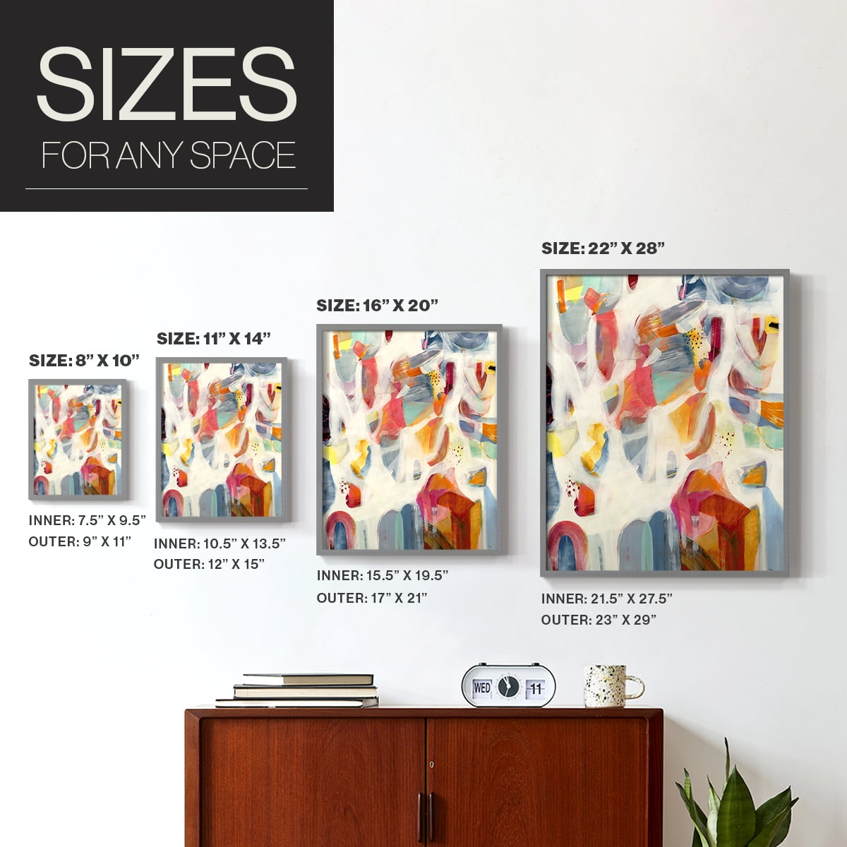 Reawaken in Gray Solid Wood 22 x 28 Framed Print
