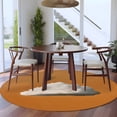 thumbnail image 5 of Orange Sky Round Rug 6ft Washable Circle Kitchen Rugs Non Slip Abstract Sky White Minimalist Large Area Rug Indoor Floor Carpet for Bedroom Living Room Home Office Dining Room Nursery, 5 of 9