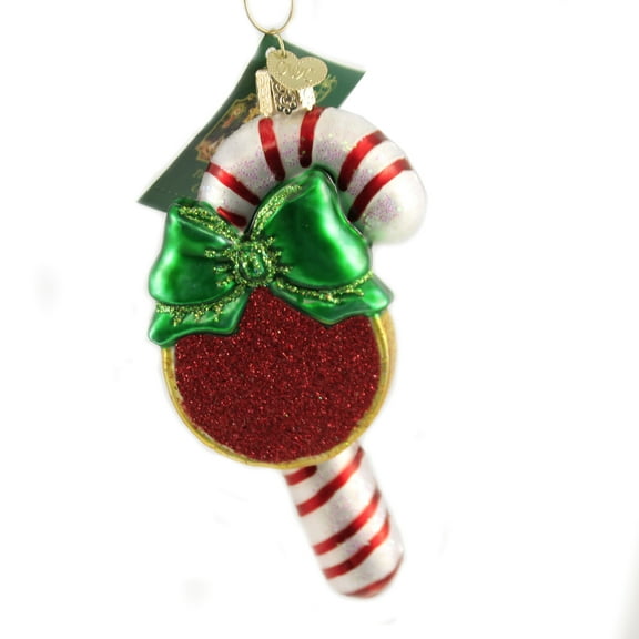 Old World Christmas Candy Cane W/Bow Glass Ornament 36245S