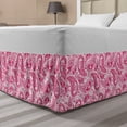 thumbnail image 1 of Hippie Bed Skirt, Abstract and Vintage Leaves Bohemian Oriental Motif in Pink Shades, Elastic Bedskirt Dust Ruffle Wrap Around for Bedding Decor, 4 Sizes, Magenta and White, by Ambesonne, 1 of 2