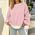 thumbnail image 6 of Color Block Sweatshirt For Women, Crewneck Puff Long Sleeve Tops, Fall Oversized Fashion Casual Pullover Shirts S-XXL, 6 of 7
