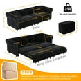 thumbnail image 6 of 89" Convertible Couches and Sofas, Velvet 3-Seater Sofa with Movable Ottoman, Convertible Sleeper Sofa Bed for Living Room, Black, 6 of 12