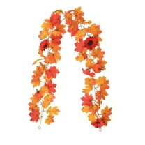 geerera 1Pc 79 Inch Leaf Garland, Fall Maple Garland with Pumpkin and Sunflower, Artificial Hanging Fall Leave Vines Garland Autumn Decor for Thanksgiving Home Wedding Party