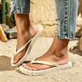 thumbnail image 4 of Qingpeng Womens Lug Sole Thong Sandals Textured Thick Footbed Wide V Strap Comfy Cushioned Summer Lounge Flip Flops, 4 of 6