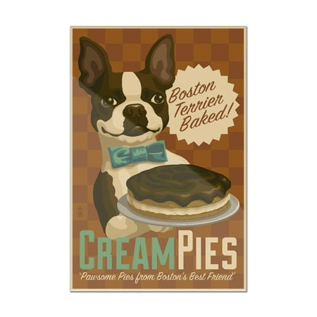 Boston Terrier - Retro Cream Pie Ad - Lantern Press Artwork (8x12 Acrylic Wall Art Gallery (Best Boston Cream Pie In Boston)