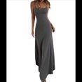 thumbnail image 2 of Vestido Básico de Estar por Casa para Mujer, Elegante, Sin Mangas, con Espalda Descubierta, Acanalado, Ajustado y Maxivestido. Gris Oscuro XL, 2 of 10