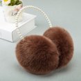 thumbnail image 3 of Dengjunhu 1PC/2PCS Winter Ear Muffs Women Warm Earmuffs Imitation Pearl Decor Faux Rabbit Ear Warmer Soft Plush Outdoor Plush Ear Cover, 3 of 8