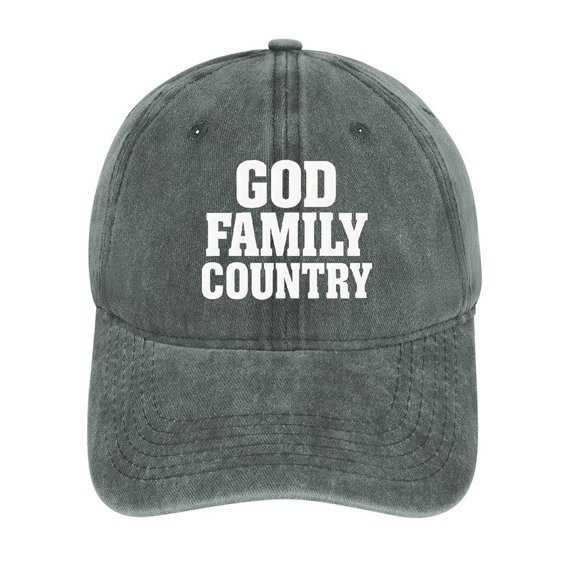 God Family Country Gray Baseball Cap for Men Women, Adjustable Snapback Hats Cotton Hat