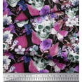 thumbnail image 3 of Soimoi Pink Rayon Fabric Skull & Anemone Flower Printed Craft Fabric by The Yard 42 Inch Wide, 3 of 3