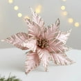thumbnail image 5 of 9.8" Poinsettia Artificial Flowers Gold Christmas Flower Decorations with Clips and Stems, Glitter Christmas Tree Ornaments for Xmas New Year Wedding Party, 5 of 5