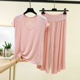 thumbnail image 7 of Modal Pajamas for Women Super Soft Pajama Sets Cooling Short Sleeve Top Capri Pants Pjs Breathable, Moisture-Wicking Sleepwear Summer Pjs Comfy Lounge Set Summer Fall Outfit, 7 of 7