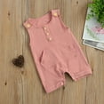 thumbnail image 4 of One opening Baby  Short Romper, Sleeveless O-neck Jumpsuit with Pocket, 4 of 5