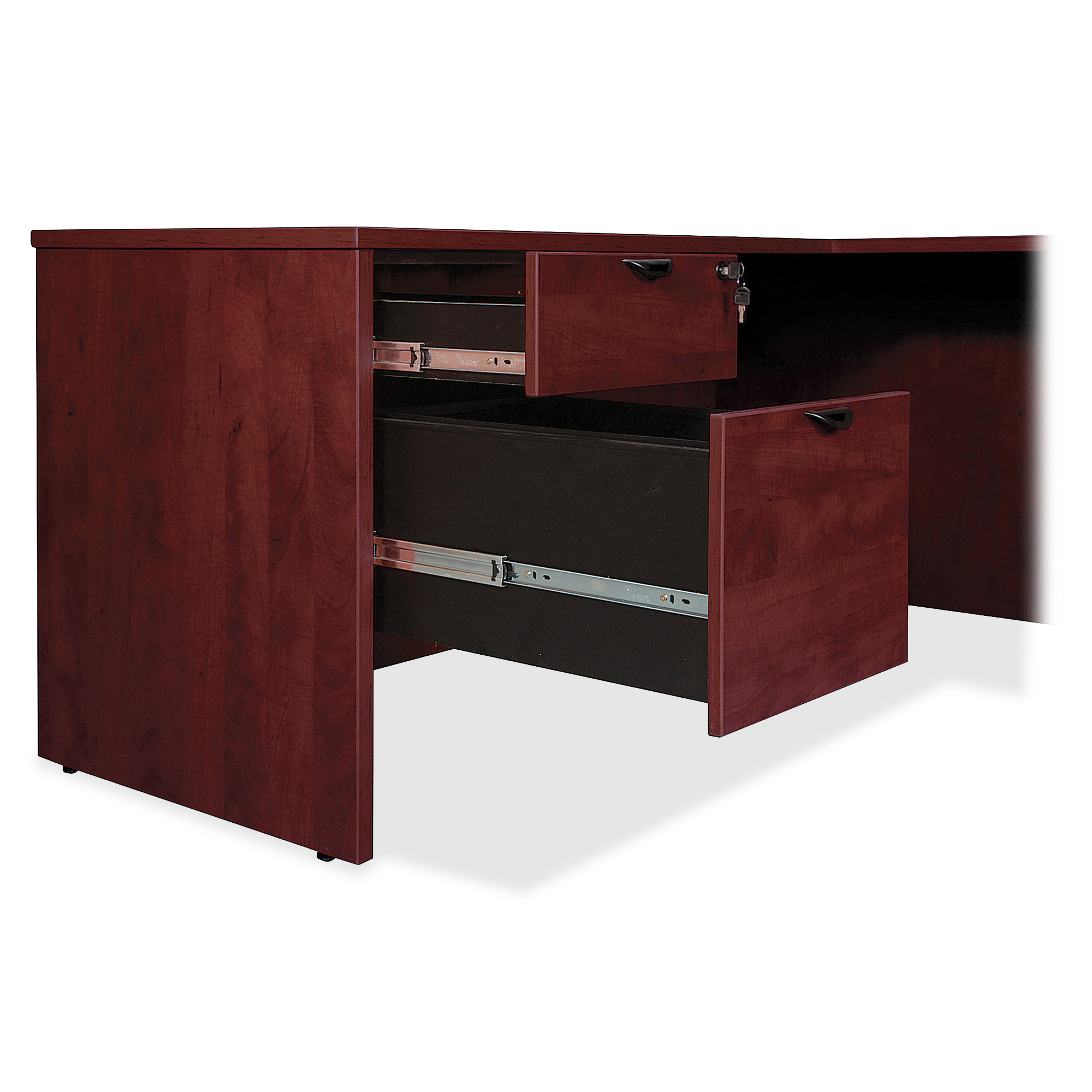 Lorell Prominence 2.0 Mahogany Laminate Lateral File - 2-Drawer 36" x 22" x 29" - 2 x File Drawer(s) - Band Edge - Material: Particleboard - Finish: Mahogany Laminate, Thermofused Melamine (TFM) - image 2 of 15