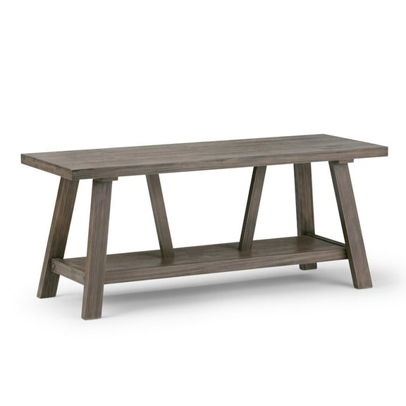 Simpli Home Dylan Solid Wood 48 " Industrial Entryway Bench in Driftwood