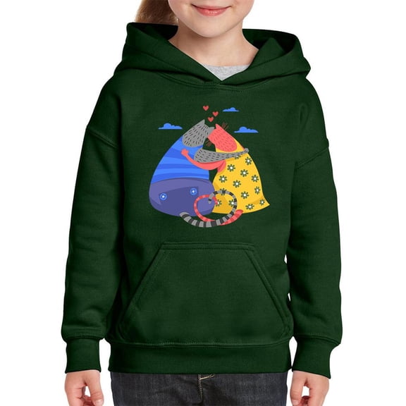 Cat Couple In Love Hoodie Juniors -Image by Shutterstock, Large