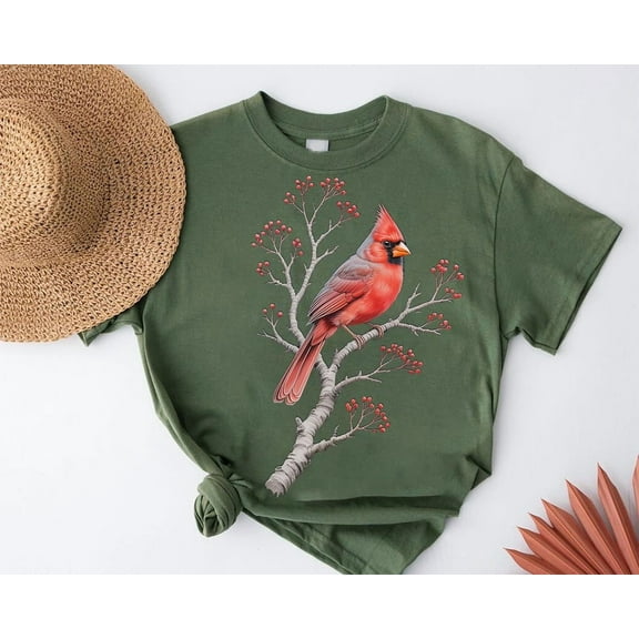 Vintage Cardinal Bird T-Shirt: Nature Lover Apparel All Size S-5Xl