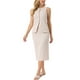 thumbnail image 4 of Conjunto de falda de 2 piezas de verano para mujer, conjunto de trabajo empresarial, chaleco sin mangas con botones y falda lápiz en color beige, 4 of 6