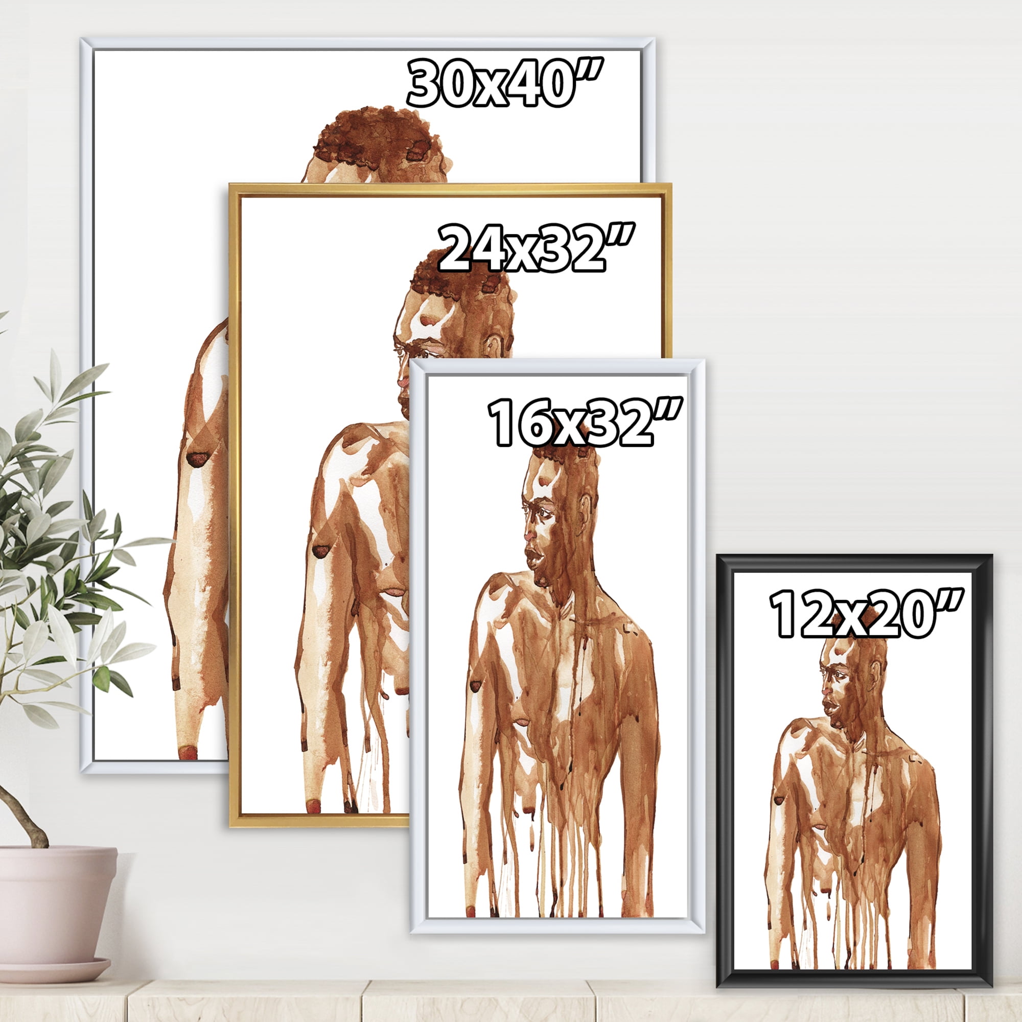 Designart 'Portrait of Handsome African Man On White II' Modern Framed Canvas Wall Art Print
