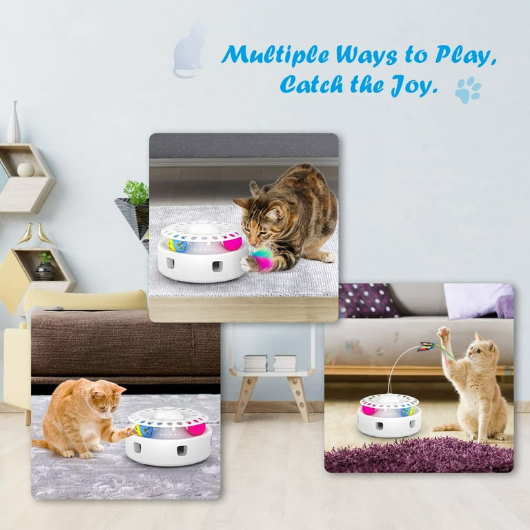 3-in-1 Interactive Cat Toys, Automatic Boredom Relief Kitten Toys, Smart  Kitten Toy with 360°Electric Rotating Butterfly, Random Moving Ambush