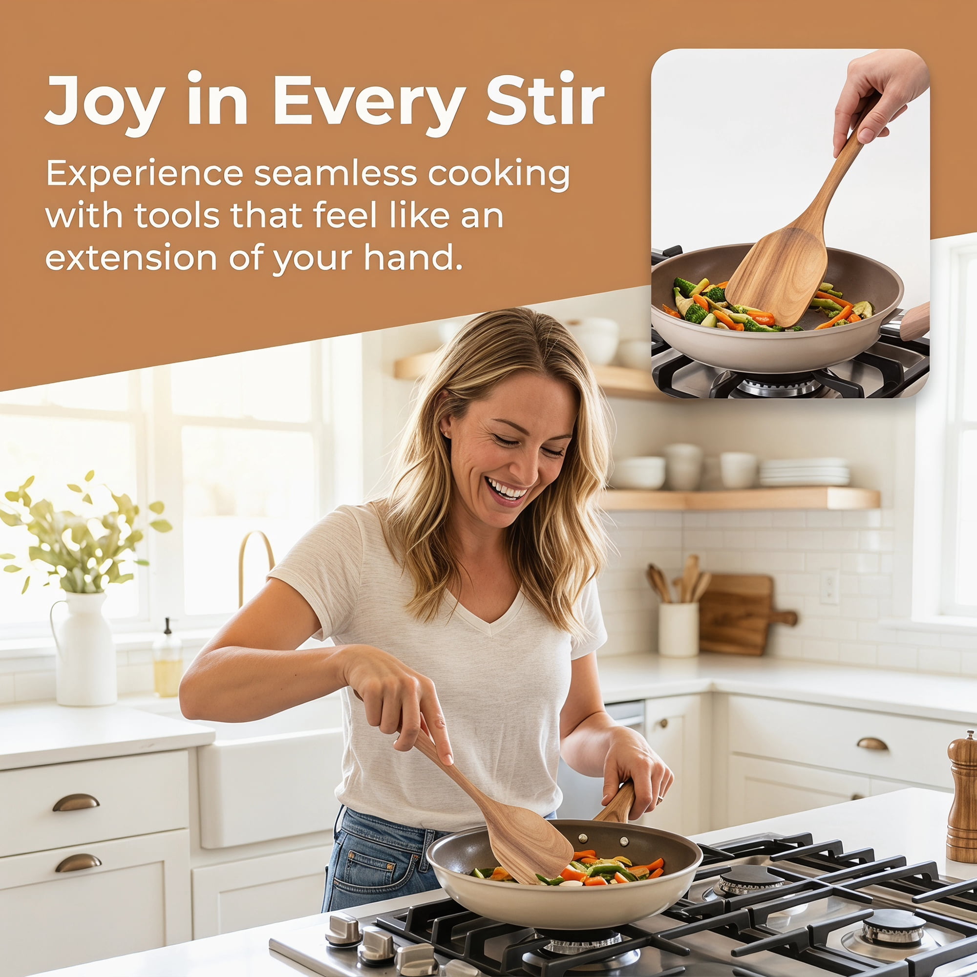Unique Bargains Wood Kitchen Utensil Set, Essential Kitchen Gadgets Brown 6pcs