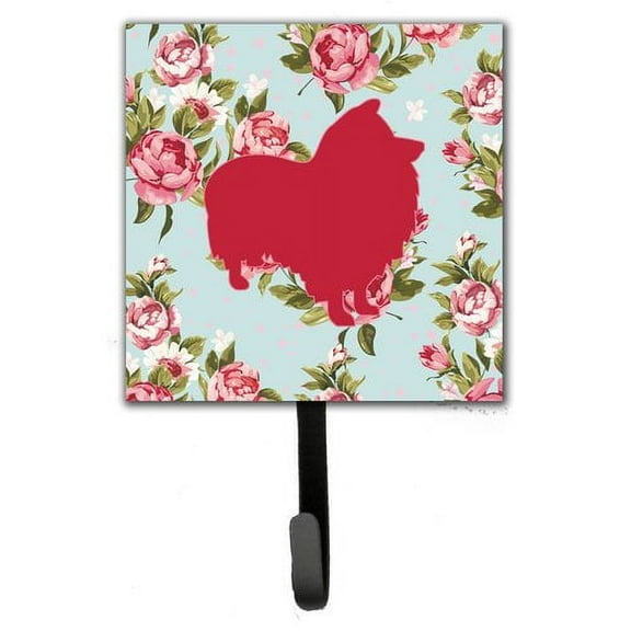 Caroline's Treasures BB1080-RS-BU-SH4 Sheltie Shabby Chic Blue Roses Leash or Key Holder, Blue, Single Hook, multicolor