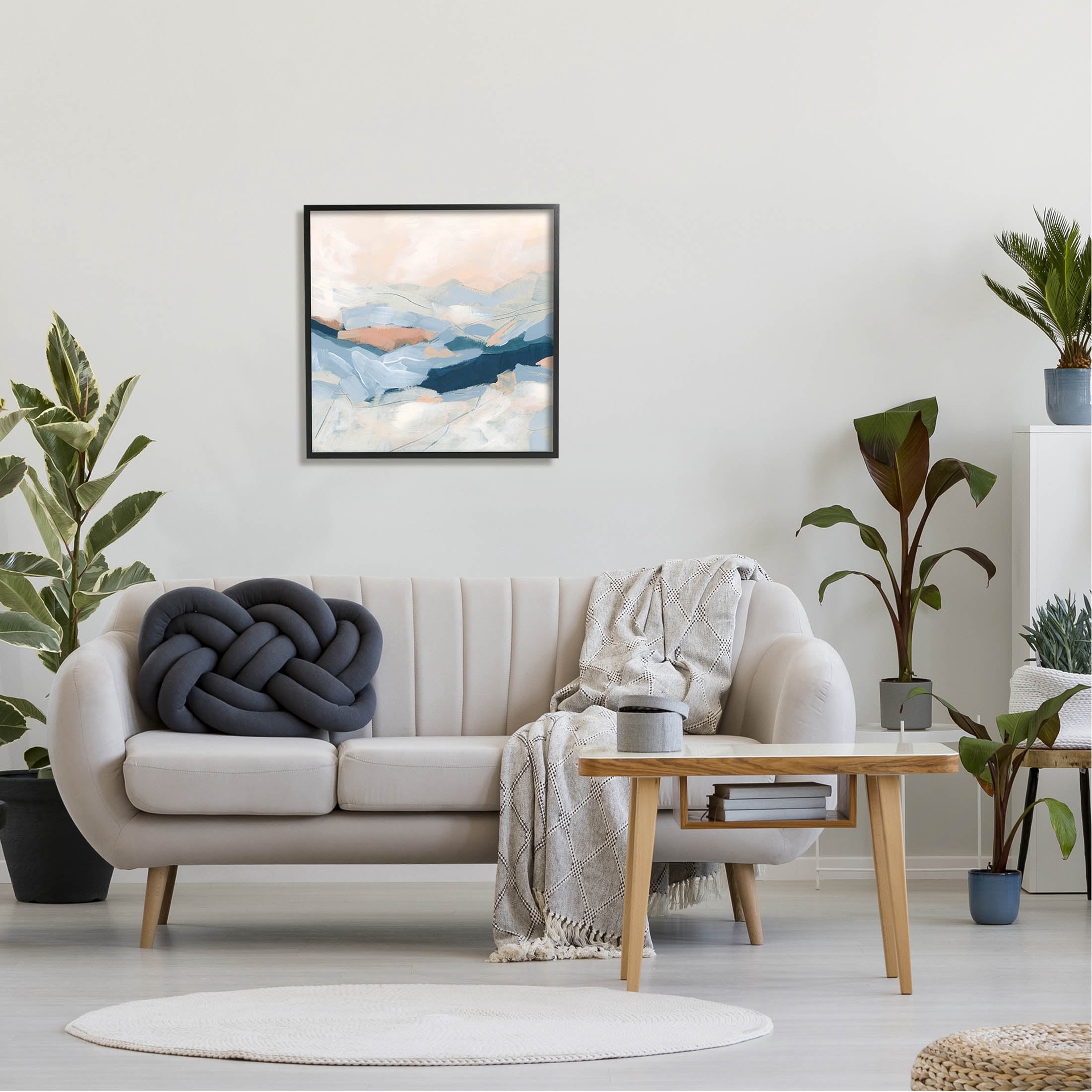 Stupell Industries Abstract Mountain Sunset Scene Painting Black Framed Art Print Wall Art, Design by June Erica Vess