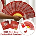 thumbnail image 2 of Creative Fan Shape Angpao Spring Festival Red Envelope CNY Foldable Blessing Red Pocket Summer Surprise Mother Birthday Surprise Gift, 2 of 8