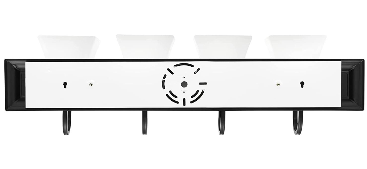Luminance Square Lexington Vanity Light Wall Sconce | Black and White Bathroom Decor Fixture for Over Sink and Above Mirror | Mount as Uplighting or Bath Downlight, Damp Rated, 4-Light F3684-31